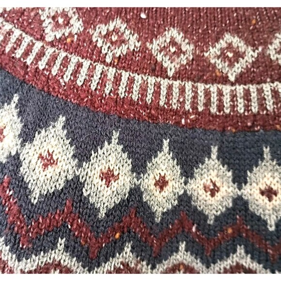 Weatherproof Fair Isle Sweater Sz XXL Burgundy Navy Crew Neck Y2K VTG Preppy - Picture 3 of 10